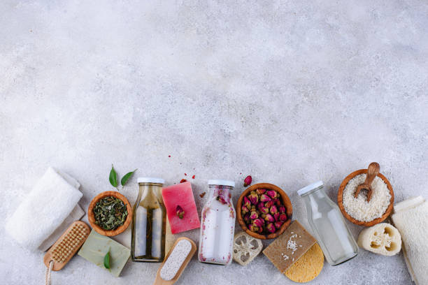 istock Fermented cosmetic from rice, rose and green tea 1384294204