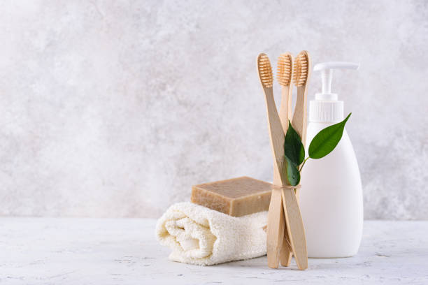 istock Bamboo toothbrush, zero waste care products 1384294346