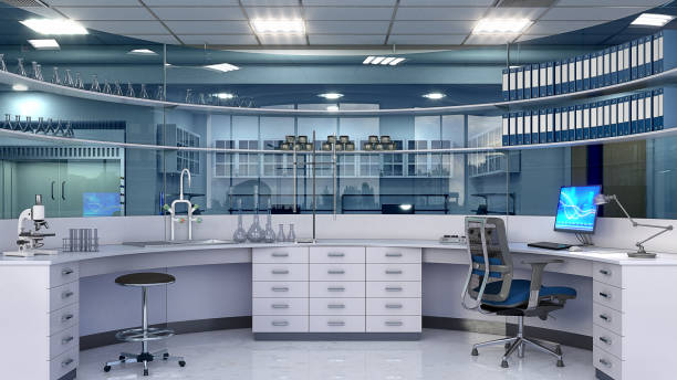 istock Laboratory interior with lab equipment. 3d illustration 1384304967