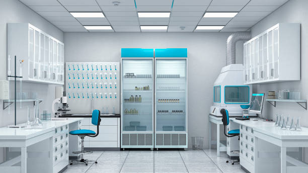 istock Laboratory interior with lab equipment. 3d illustration 1384305175