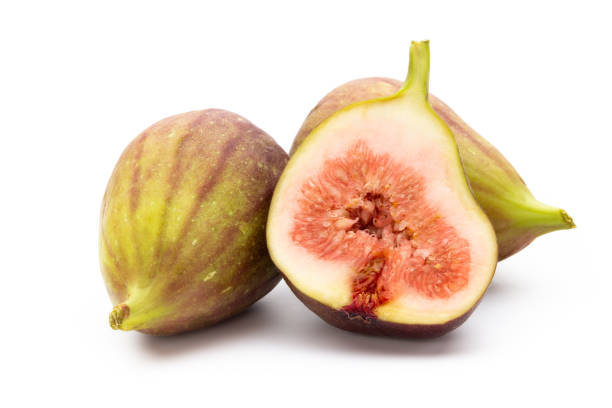 istock Fig fruits isolated on white background. Top view. Flat lay pattern 1384305277