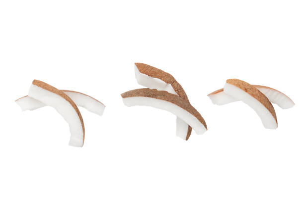 istock Coconut pieces isolated on a white background. 1384305322