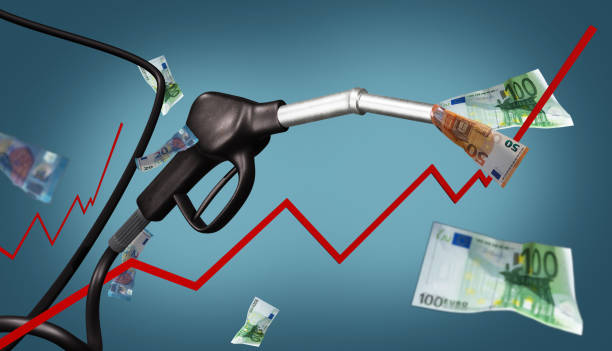 Gasoline diesel refuel prices expensive inflation stock photo