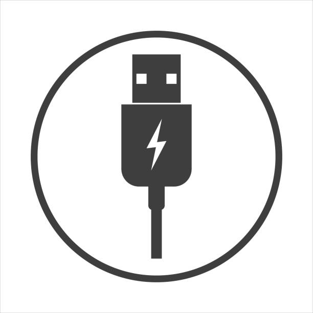 illustrazioni stock, clip art, cartoni animati e icone di tendenza di usb vector icona . lorem ipsum illustrazione design. - cavo usb