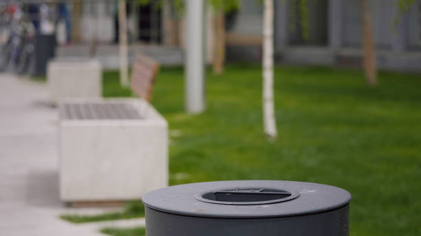istock Recycle bin, bank in the park 1384312855