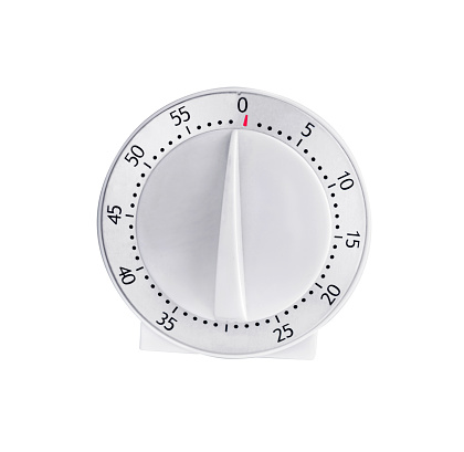 Kitchen timer isolated on white background. Mechanical timer.