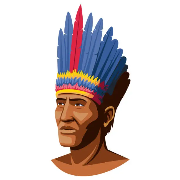 Vector illustration of Isolated colombian indigenous man Colombian culture Vector