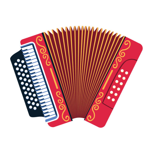 illustrazioni stock, clip art, cartoni animati e icone di tendenza di fisarmonica isolata strumento musicale tradizionale colombiano vector - accordion