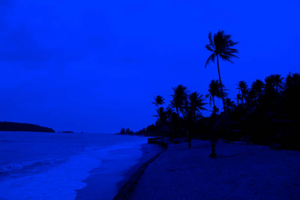 Empty beach at night in Koh Samui, Thailand