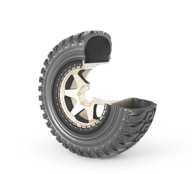 istock Sliced off road wheel on a white background. 3d illustration 1384336391