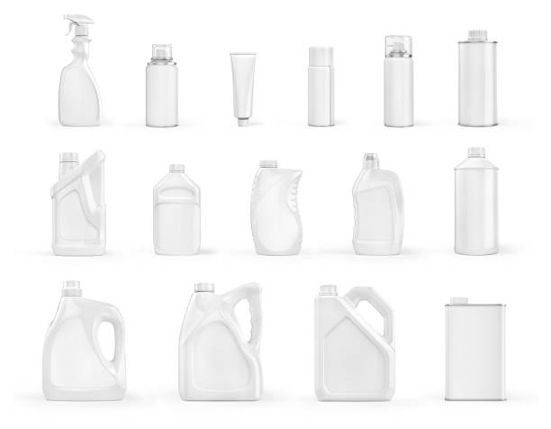istock Set of different white detergents bottles on a white background. 3d illustration 1384337629