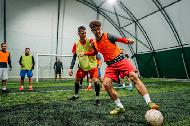 istock Soccer player guarding ball in game 1384338964