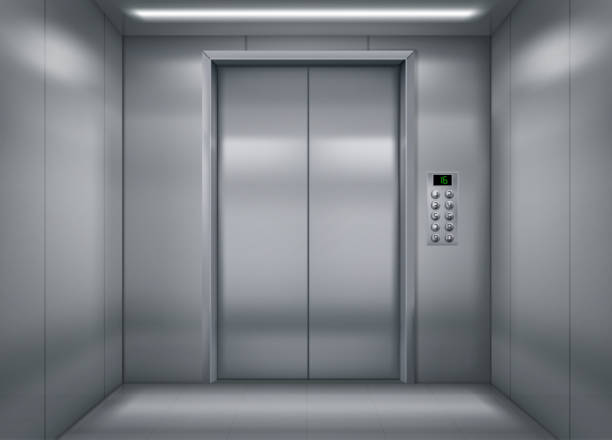 illustrations, cliparts, dessins animés et icônes de à l’intérieur d’un vecteur de voiture d’ascenseur vide illustration - corridor entrance hall door wall