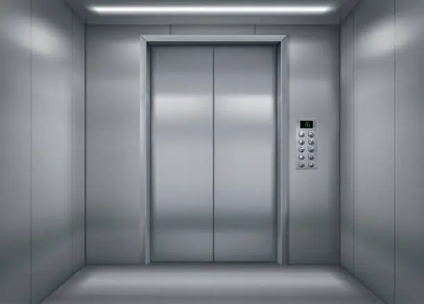 Vector illustration of Inside an empty elevator car vector Illustration
