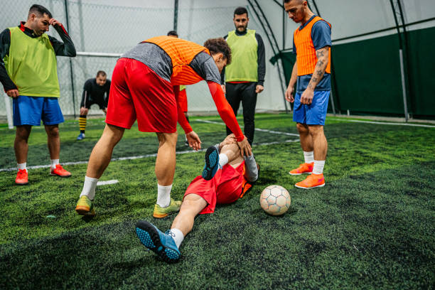 istock Soccer player get got injured in the game 1384339231