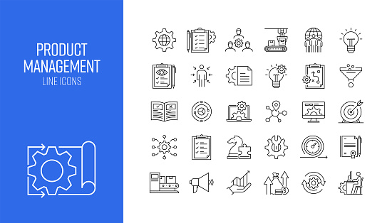 Set of Product Management Related Line Icons. Outline Symbol Collection