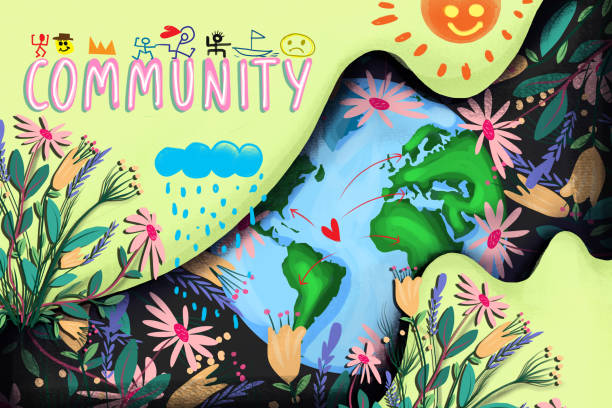 ilustrações de stock, clip art, desenhos animados e ícones de community together for earth on earth day - mundial 2022