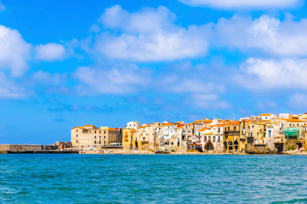 istock Cefalu beach, Cefalu town, Sicily, Italy 1384343680