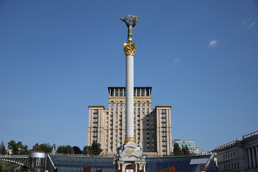 View of Maidan Nezalezhnosti in Kiev City, Ukraine