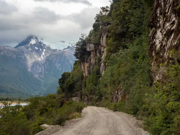 Photo of The mythical carretera Austral (Southern Way), Chile's Route 7 near Puerto RÃ­o Tranquilo, Patagonia, Chile. It runs through forests, fjords, glaciers, canals and steep mountains in rural Patagonia