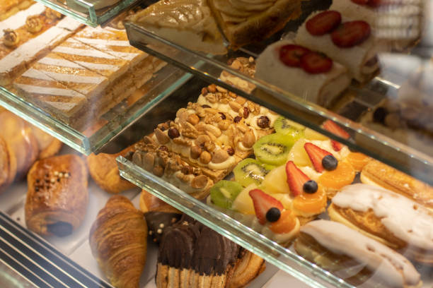 istock Showcase with sweets and pastries of many varieties 1384355660