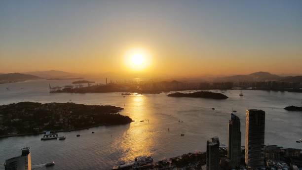 istock seaside city sunrise 1384364344