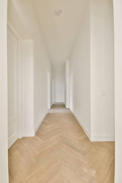 istock Corridor with white doors in a modern house 1384365039