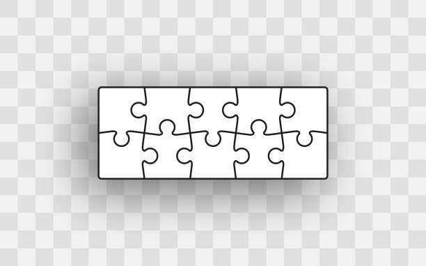 illustrazioni stock, clip art, cartoni animati e icone di tendenza di set di pezzi del puzzle. griglia di puzzle. illustrazione vettoriale. - jigsaw piece choice banner number