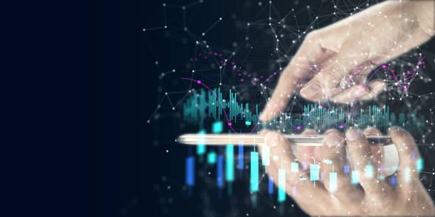istock Double exposure of hand touching Businessman using smartphone with graph and progress of business and analyzing financial and investment data, development of success 1384371660
