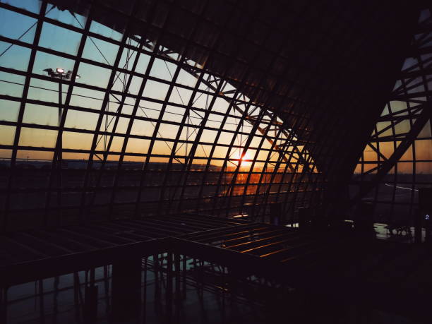 istock Sunset at airport 1384375293