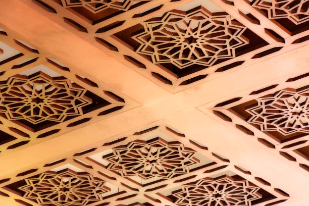 Wooden, Middle, Eastern, Beautiful, Pattern, Roof, Background