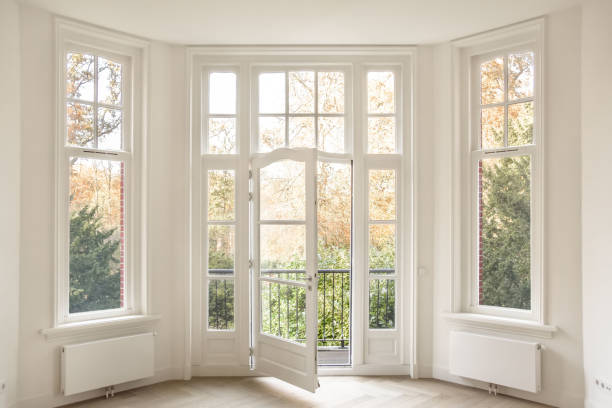 istock Access to a small balcony of a modern house 1384385530