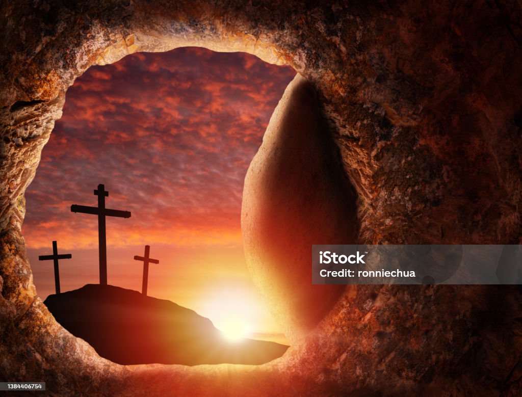 Easter Concept Of Jesus Resurrection Showing Empty Tomb Cave With ...