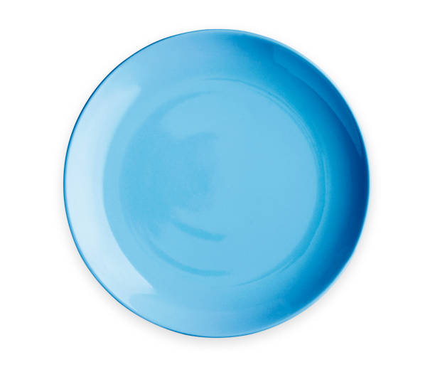 istock Empty ceramics plates, Classic blue plate isolated on white background with clipping path, Top view 1384420595