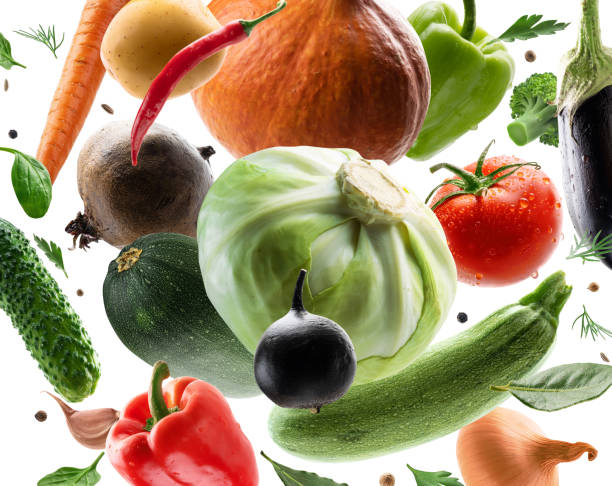 istock Large set of isolated vegetables on a white background 1384427714