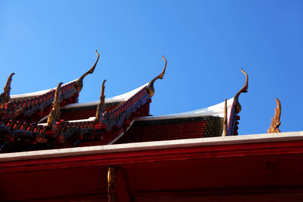 istock Buddhist temple over sunny blue sky in Bangkok 1384440620