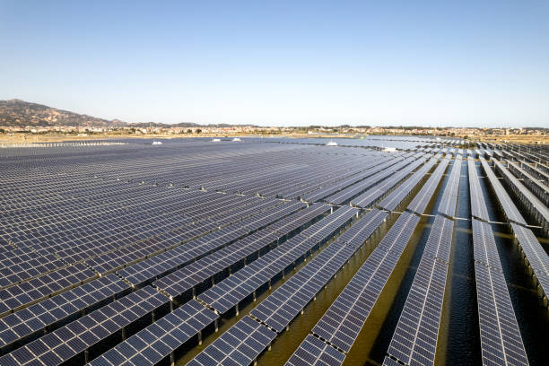 istock Offshore solar power plant in sunny weather 1384443218