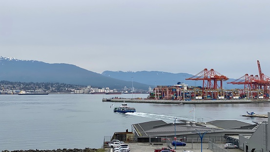 Photos Port Vancouver sea crane seaport transit transportation trade worldwide shipping shipments ship