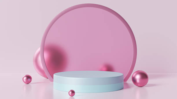 istock 3d rendered. Pedestal for display, pedestal or platform, Blank product stand. 1384445451