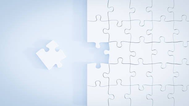 istock 3D illustration. Puzzle pieces  isolated on white background. 3D Rendering 1384445454