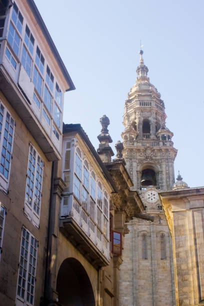 istock Cathedral clock tower in Santiago de Compostela, Galicia, Spain. 1384446048
