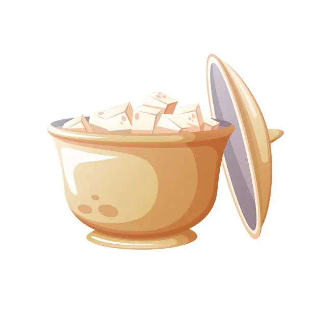 Vector illustration of Cartoon sugar bowl on a white background.