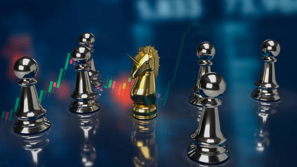 istock The gold unicorn chess on business background 3d rendering 1384449401
