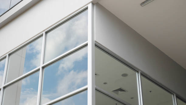 istock the tower design using big window exteroir . the geometry square design with glass out side building 1384450333
