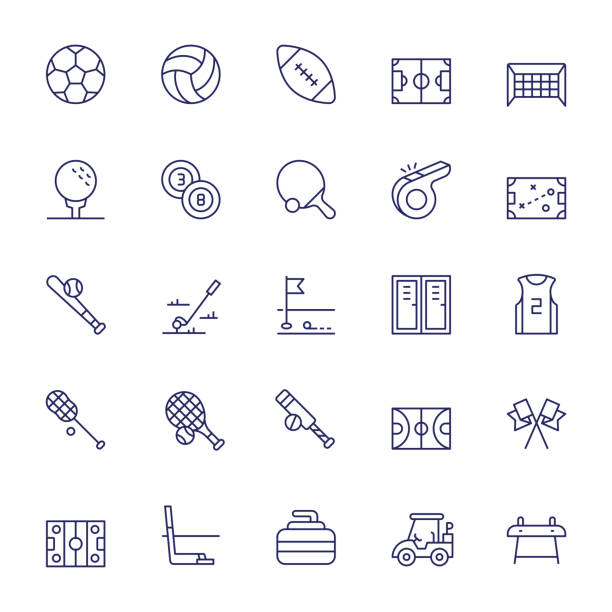 Sports Editable Stroke Line Icons Sports Vector Style Editable Stroke Line Icons football locker room stock illustrations
