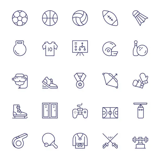 Vector illustration of Sport Editable Stroke Line Icons