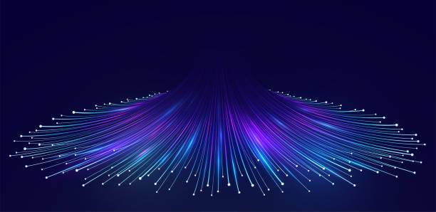 抽象的なデジタルビッグデータの背景、光ファイバーネットワーク線。データ フローの視覚化の概念。 - high in fiber点のイラスト素材／クリップアート素材／マンガ素材／アイコン素材
