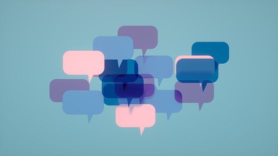 background phone sms chat bubbles in blue colors
