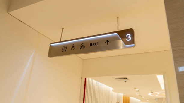 istock Directional sign board in a mall  or building. 1384460944