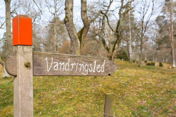 istock Hiking Trail sign in the pasture 1384472627